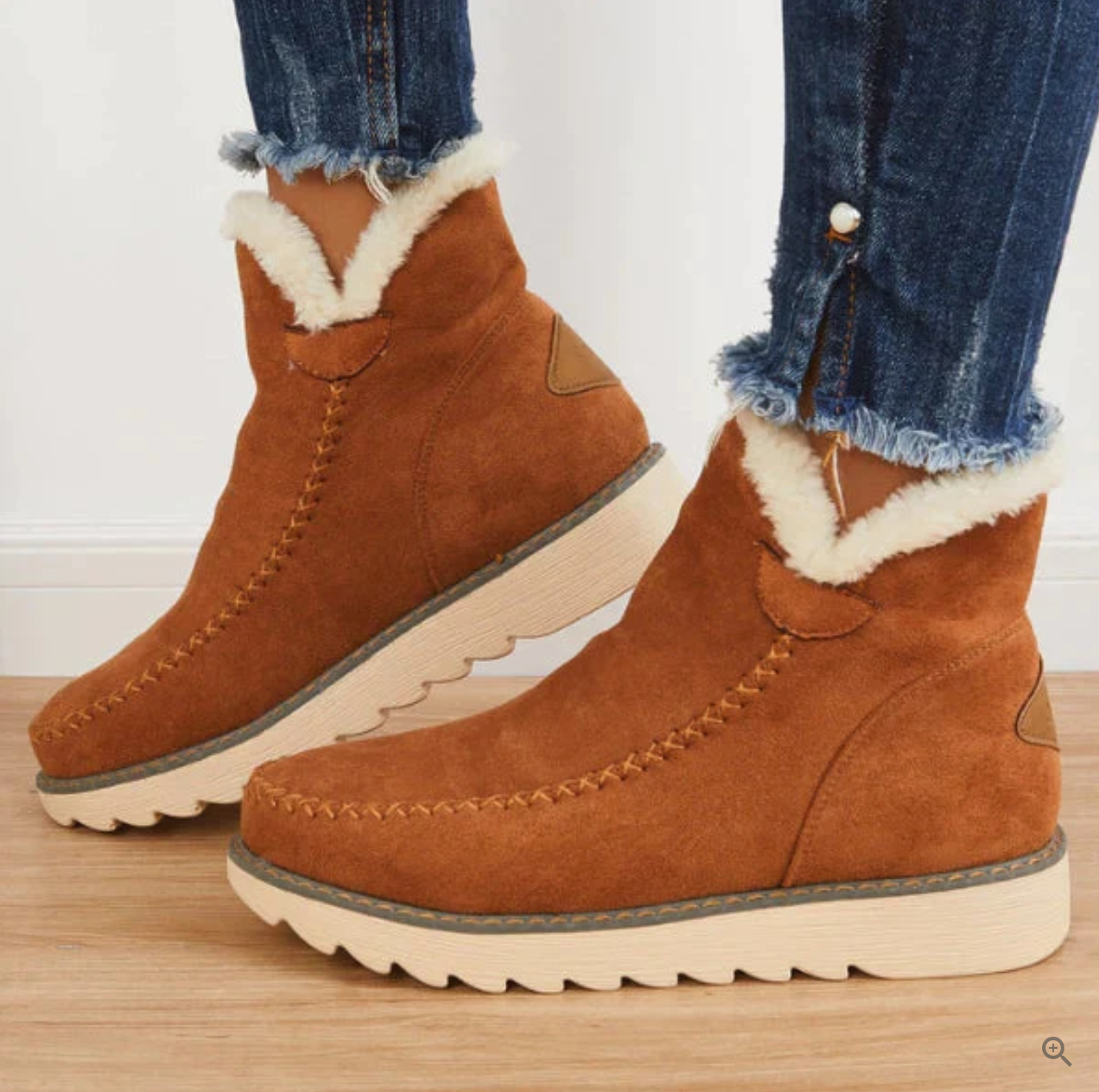 Lissy - Faux Leather Fur Lined Boots: Relaxed, Warm, Stretchy